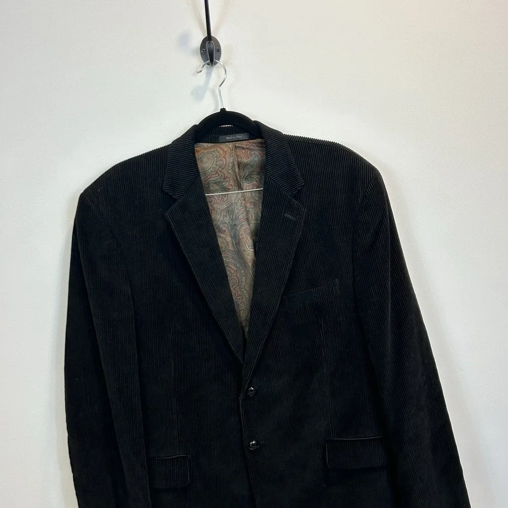 Lauren Ralph‎ Lauren Black Corduroy Blazer Mens Cotton Two Button 46R